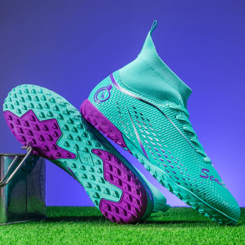 Nouveau MenFootball bottes chaussures de football de haute qualité professionnel en plein air FG/TF crampons de football antidérapants chaussures d'entraînement ultralégères – Image 3