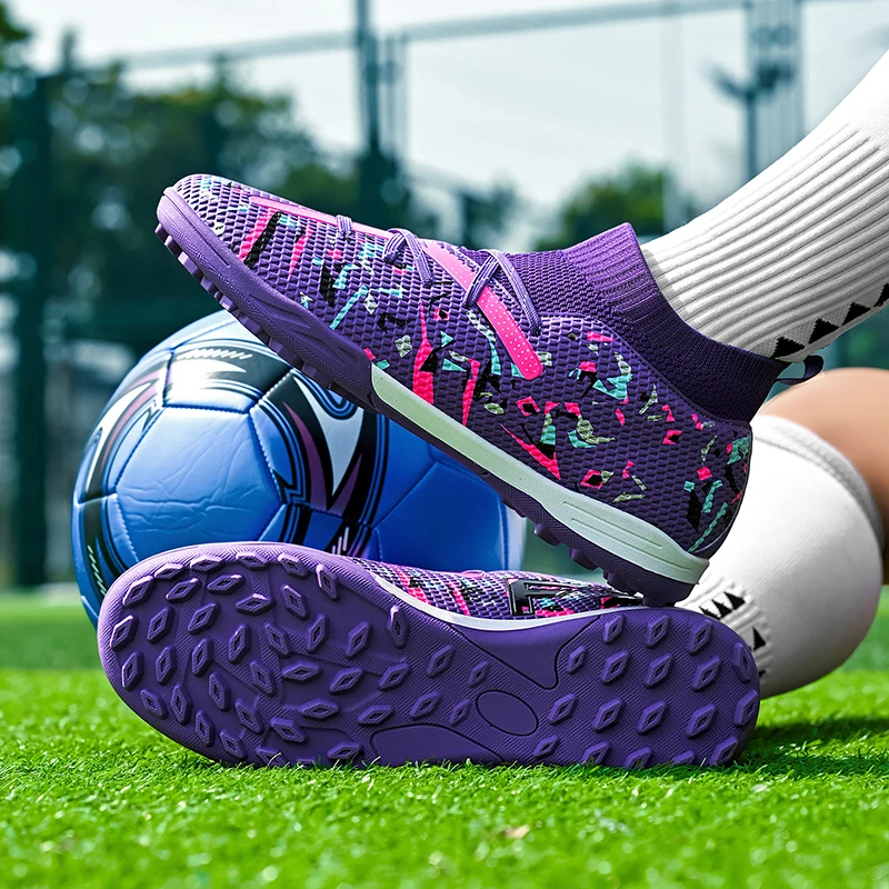 Chaussures de Football professionnelles pour hommes, chaussures de Football TF/FG, crampons de société, bottes de terrain de Football rapides, baskets confortables originales unisexes – Image 2