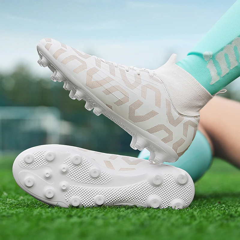 Botte de Football élégante pour hommes, grande taille 32-46 TF/FG, baskets de Football rapides pour adolescents, chaussures d'extérieur montantes pour hommes, crampons – Image 5