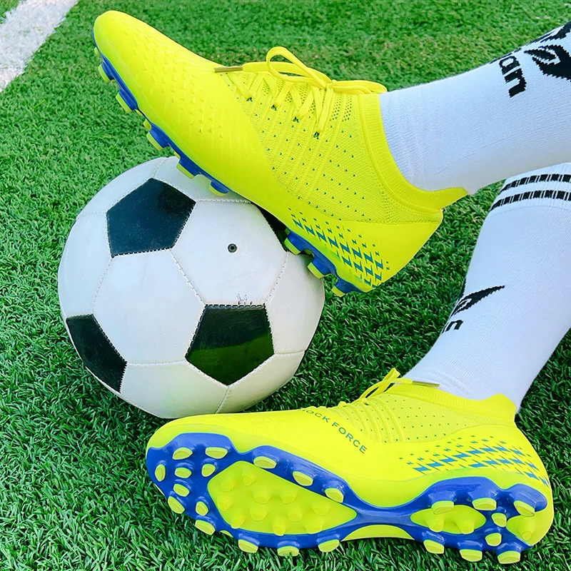 Crampons de Football pour hommes, chaussures de Football pour jeunes, baskets d'entraînement de Football en tricot, respirantes, chaussures de sport antidérapantes – Image 4