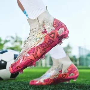 Chaussures de Football pour hommes FG crampons antidérapants bottes de Football légères à la mode haut antidérapant et résistant à l'usure