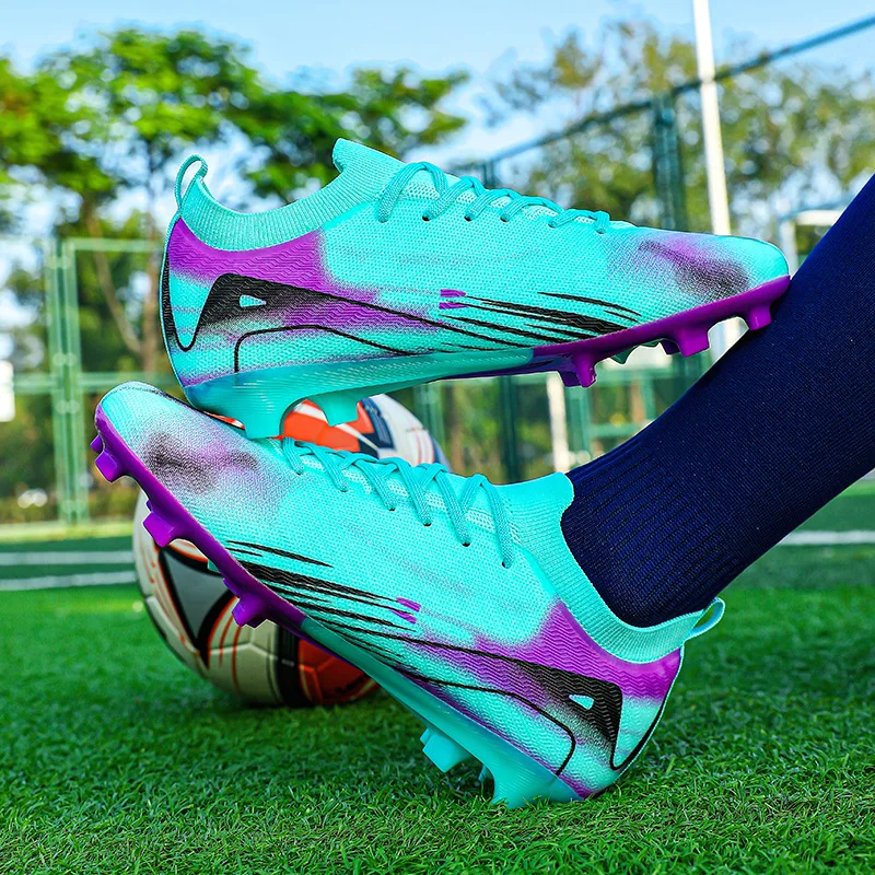 Chaussures de Football professionnelles à fond FG pour hommes, chaussures d'entraînement confortables et durables pour adultes, chaussures de Football à lacets pour adolescents