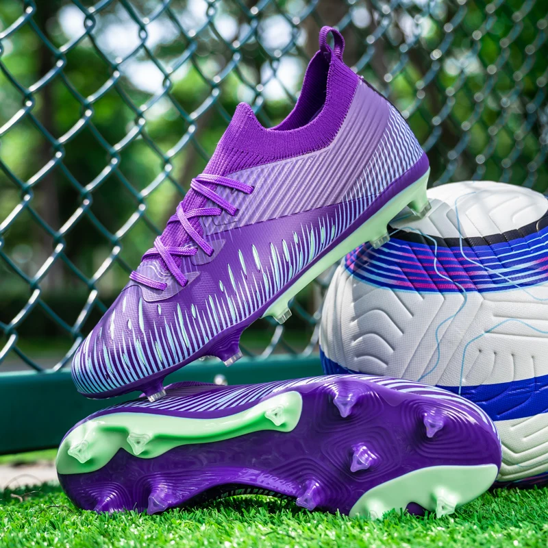 Nouveaux hommes chaussures de Football Match bottes de Football antidérapant en plein air haute cheville chaussures de sport ultraléger haute qualité Futsal antidérapant – Image 5