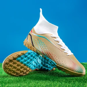 Chaussures de Football montantes pour hommes et femmes, crampons de Football légers pour l'extérieur, bottes d'entraînement athlétiques au sol